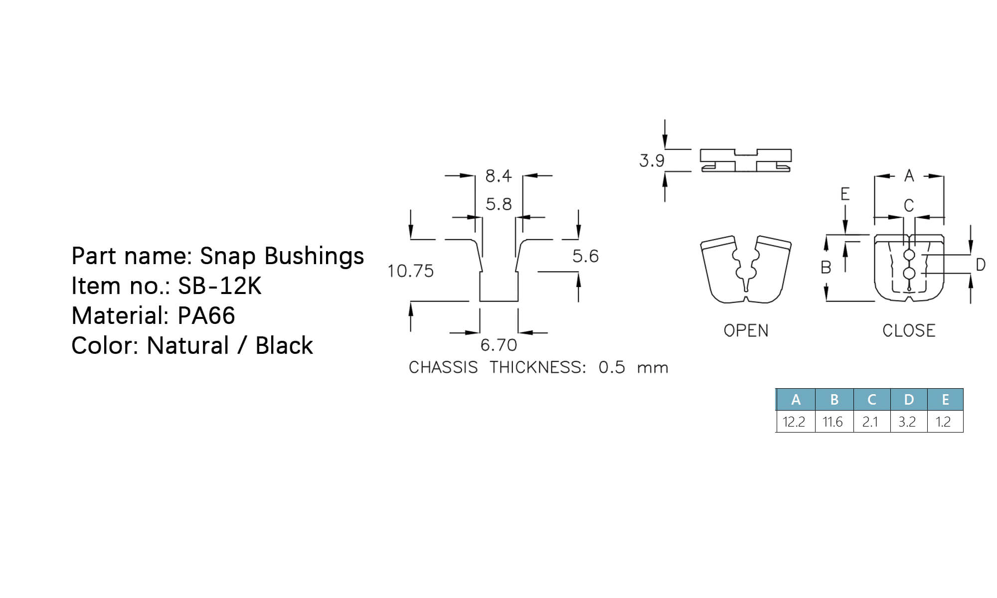 Snap Bushings SB-12K